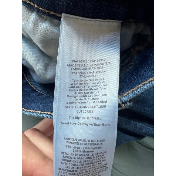 Current/Elliot Womens The Highwaist Stiletto Great Love Destroy Raw Hem sz 27 - Picture 6 of 9